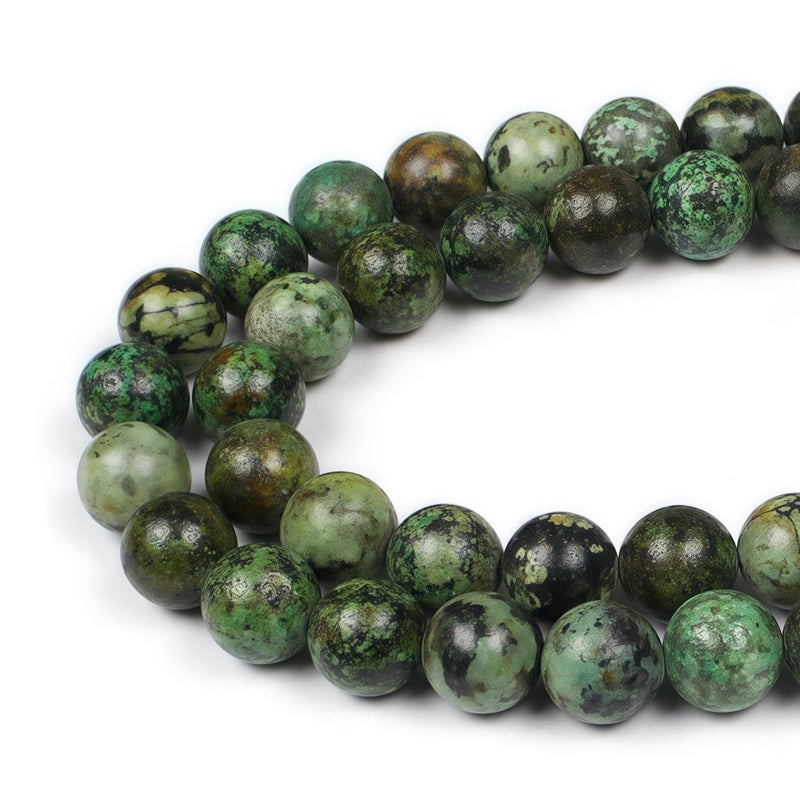 MJDCB Natural African Turquoise Beads Round Loose Stone Beads for Jewelry Making DIY Bracelet Necklace Accessory 15" (8mm) - Image 1